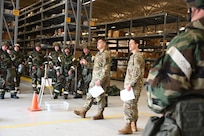 Aircrew members with the 168th Wing Operations Group participate in hands-on CBRN training during the May drill weekend at Eielson Air Force Base, Alaska, May 3, 2025.
