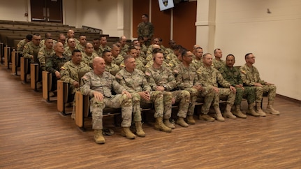 Distinguished guests and students attend the Programa Integral para Suboficiales de Alta Jerarquia 20 (PISAJ-20) closing ceremony at Fort Sill, Okla., May 16, 2025. PISAJ is a geo-strategic semiannual military engagement focused on developing, advancing, and professionalizing the COLAR senior NCO corps. (U.S. Army photo by Sgt. Maj. Juan C. Munoz) (Photo Credit: Sgt. Maj. Juan Munoz)