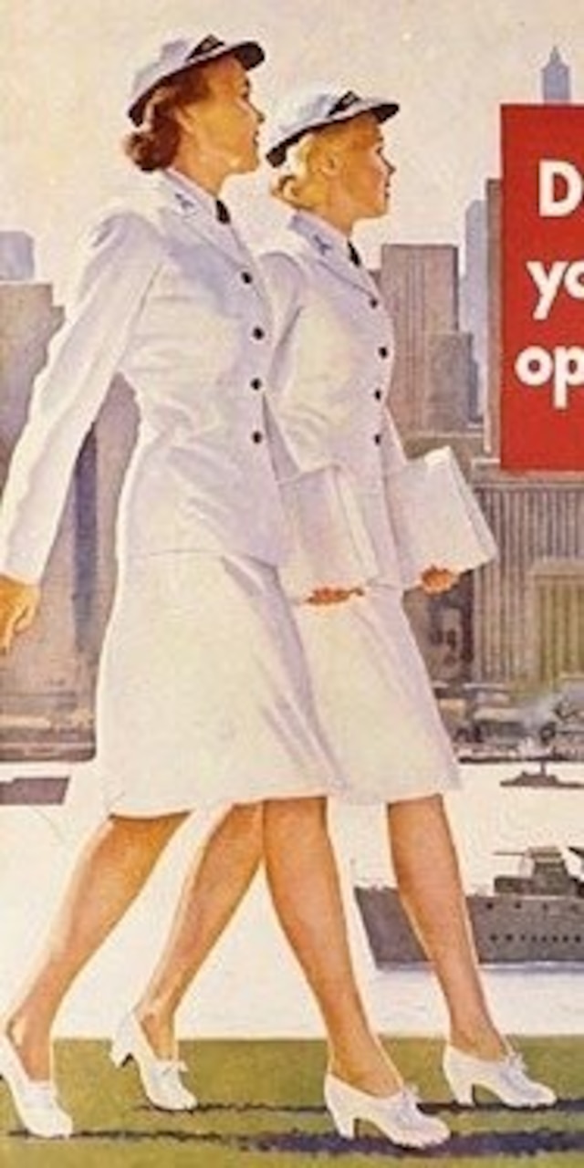 Women are featured in a recruiting poster during World War II.