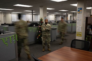 U.S. Air Force Tech. Sgt. Antonio Blair, 436th Comptroller Squadron financial operations noncommissioned officer in charge, poses for a photo at Dover Air Force Base, Delaware, May 20, 2025. The 436th CPTS is responsible for funds accounting and budget planning, programming, execution and analysis. The squadron also supports Air Mobility Command worldwide mobility requirements through funds disbursement, travel order processing and deployment of personnel. (U.S. Air Force photo by Airman 1st Class Liberty Matthews)