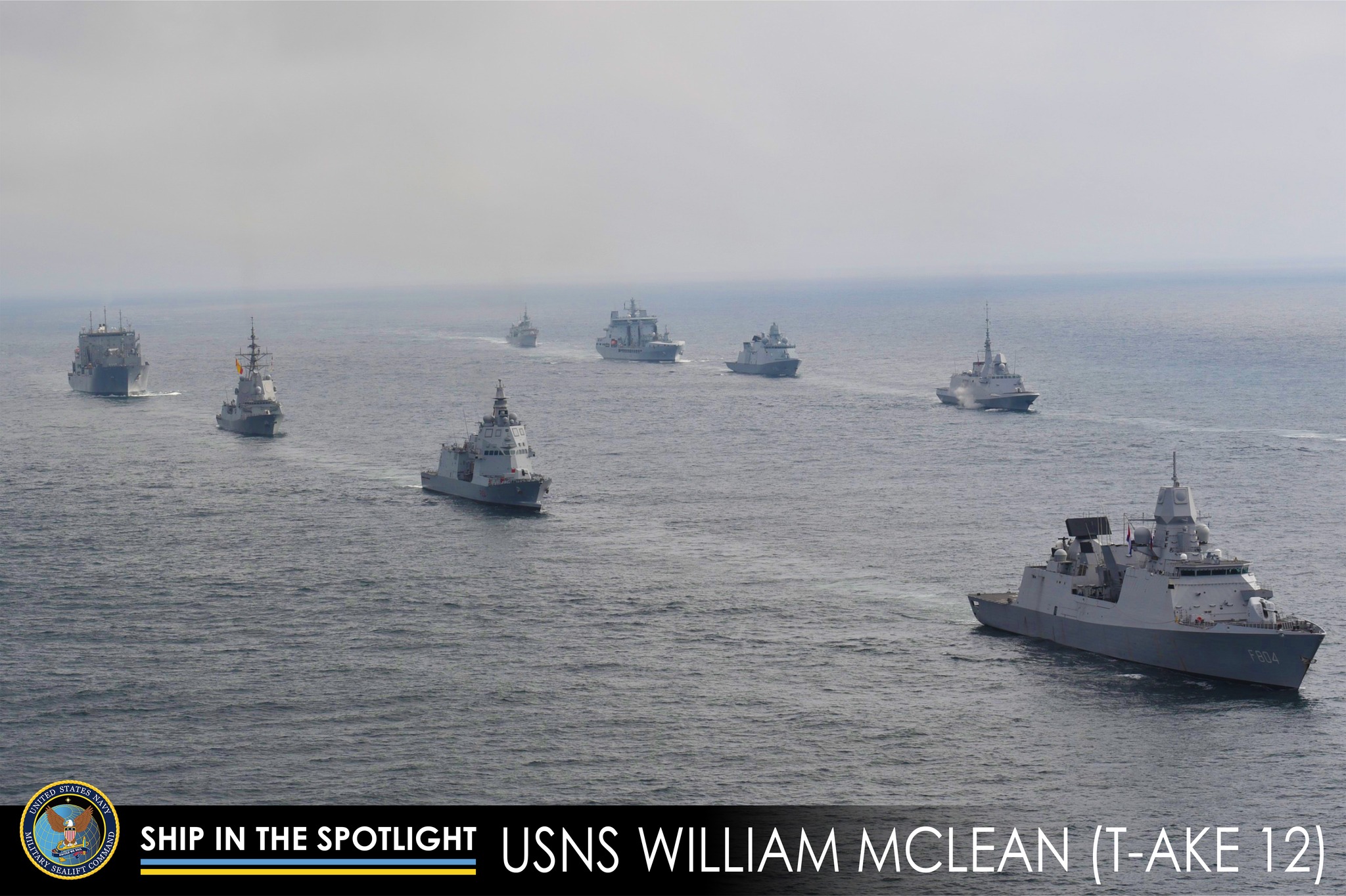 Ship in the Spotlight - USNS William McLean: McLean trails (fourth ship, first row) in formation during At Sea Demonstration (ASD)/Formidable Shield 25.