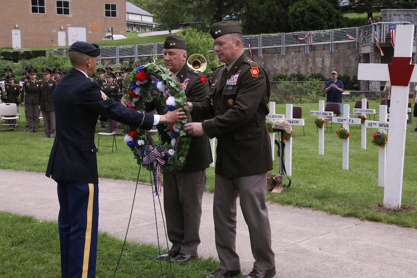The 28th Infantry Division held its annual memorial ceremony in Boalsburg, Pennsylvania, May 18, 2025. Every year Soldiers from the 28th Infantry Division participate in an annual memorial ceremony at the 28th Division Shrine on the grounds of the Pennsylvania Military Museum in Boalsburg to recognize the fallen and their Gold Star families, along with the strength and honor that comes with the 28th Infantry Division. (U.S. Army National Guard photo by Staff Sgt. Kenneth Shirk)