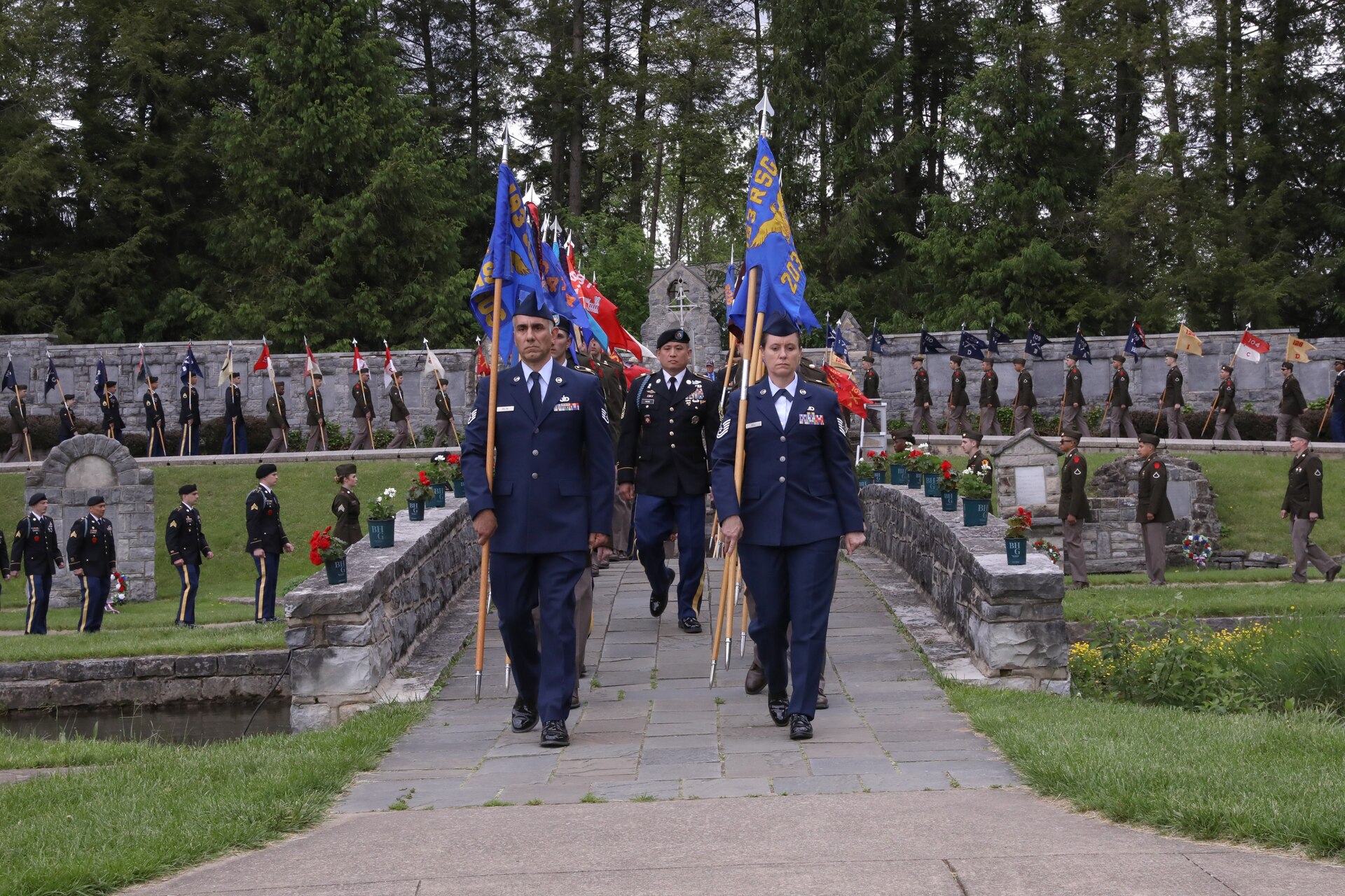 The 28th Infantry Division held its annual memorial ceremony in Boalsburg, Pennsylvania, May 18, 2025. Every year Soldiers from the 28th Infantry Division participate in an annual memorial ceremony at the 28th Division Shrine on the grounds of the Pennsylvania Military Museum in Boalsburg to recognize the fallen and their Gold Star families, along with the strength and honor that comes with the 28th Infantry Division. (U.S. Army National Guard photo by Staff Sgt. Kenneth Shirk)