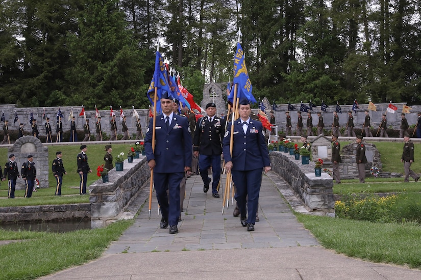 The 28th Infantry Division held its annual memorial ceremony in Boalsburg, Pennsylvania, May 18, 2025. Every year Soldiers from the 28th Infantry Division participate in an annual memorial ceremony at the 28th Division Shrine on the grounds of the Pennsylvania Military Museum in Boalsburg to recognize the fallen and their Gold Star families, along with the strength and honor that comes with the 28th Infantry Division. (U.S. Army National Guard photo by Staff Sgt. Kenneth Shirk)