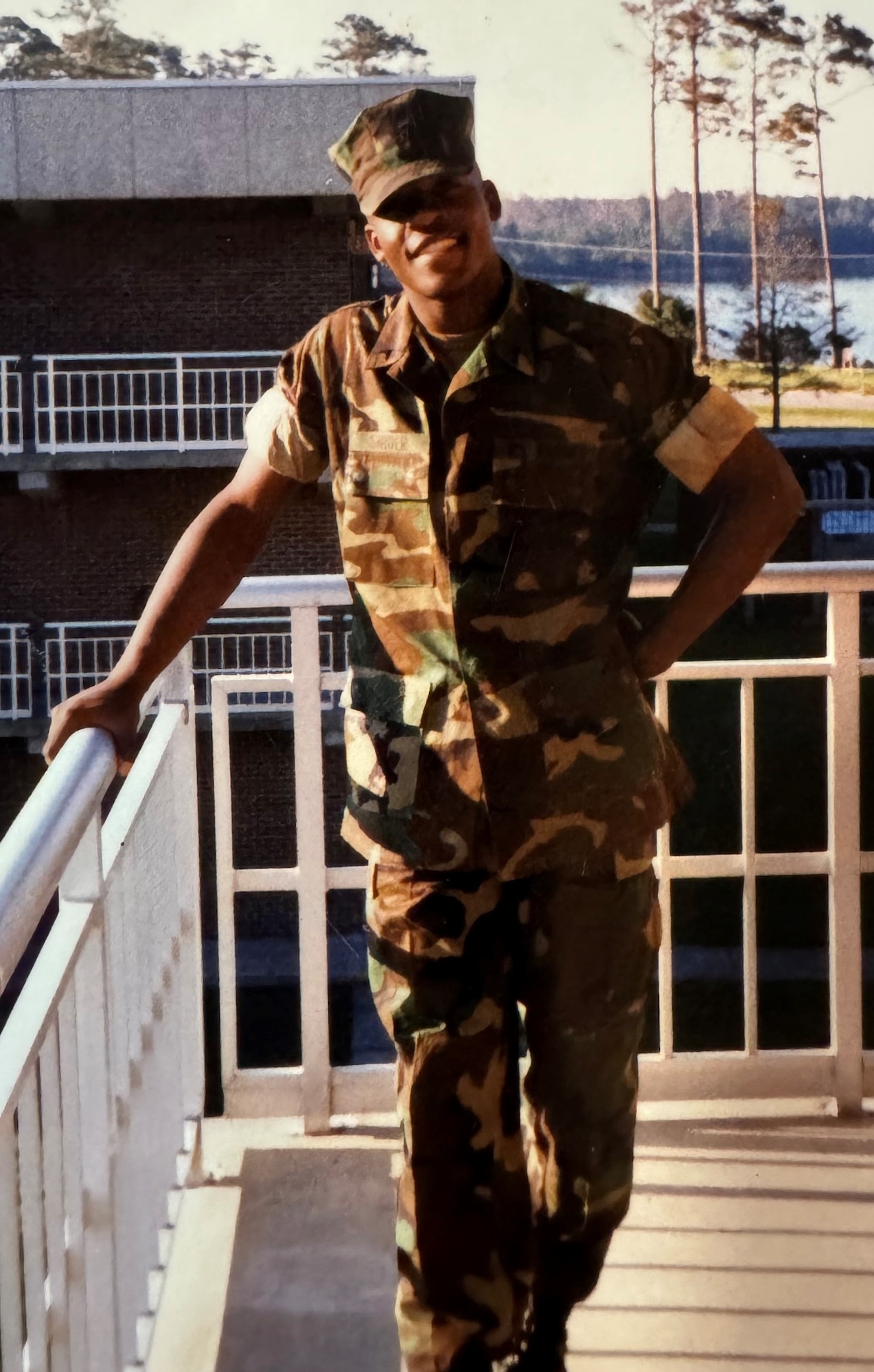 Description: USMC Lance Corporal Wendell Snider poses outside the unaccompanied barracks at Marine Corps Base Camp Lejeune, North Carolina.