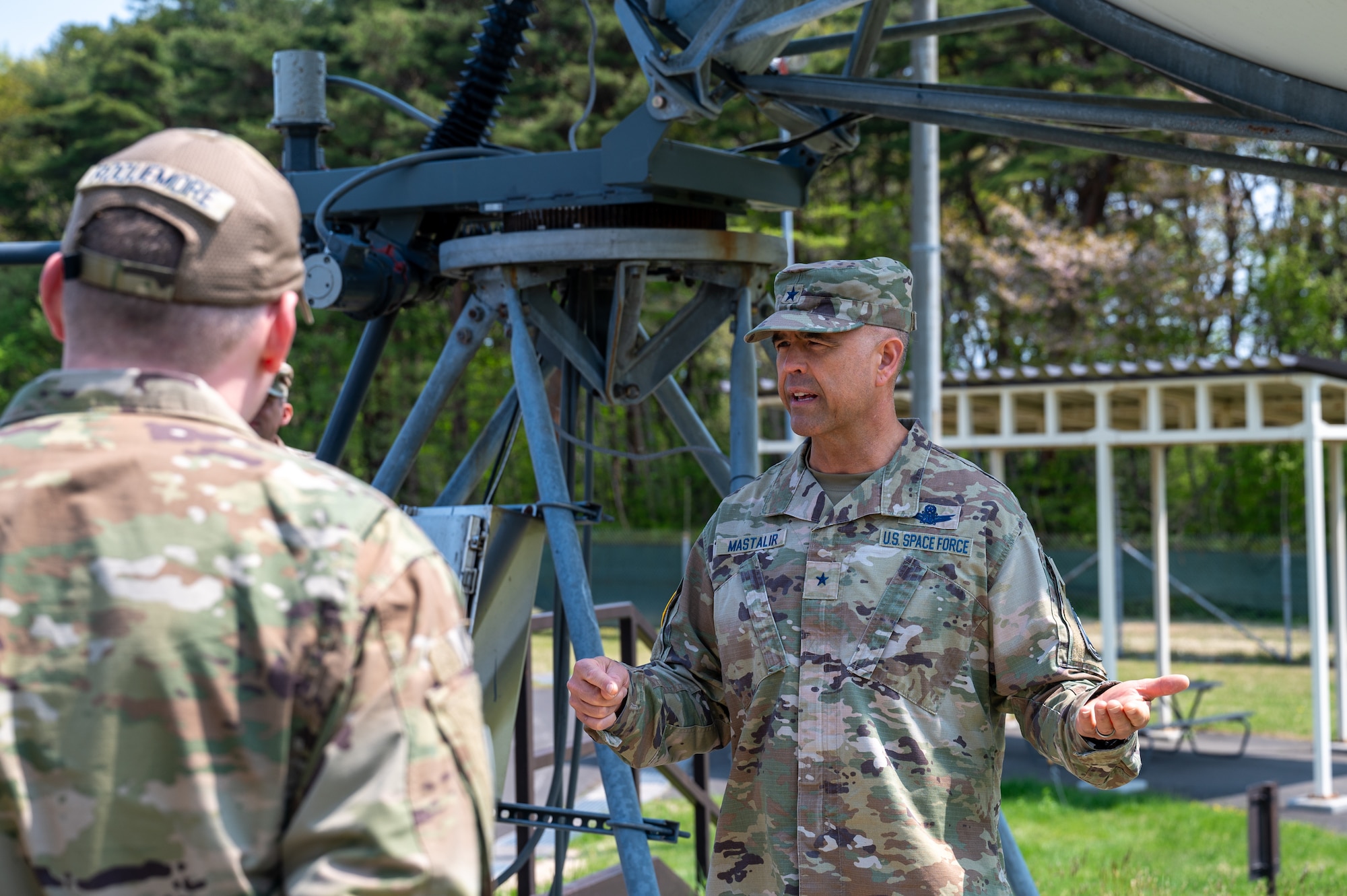 U S Space Force Brigade General Anthony Mastalir delivers remarks to Guardians assigned to the 5th Space Warning Squadron Detachment 4 during a visit to Misawa Air Base, Japan.