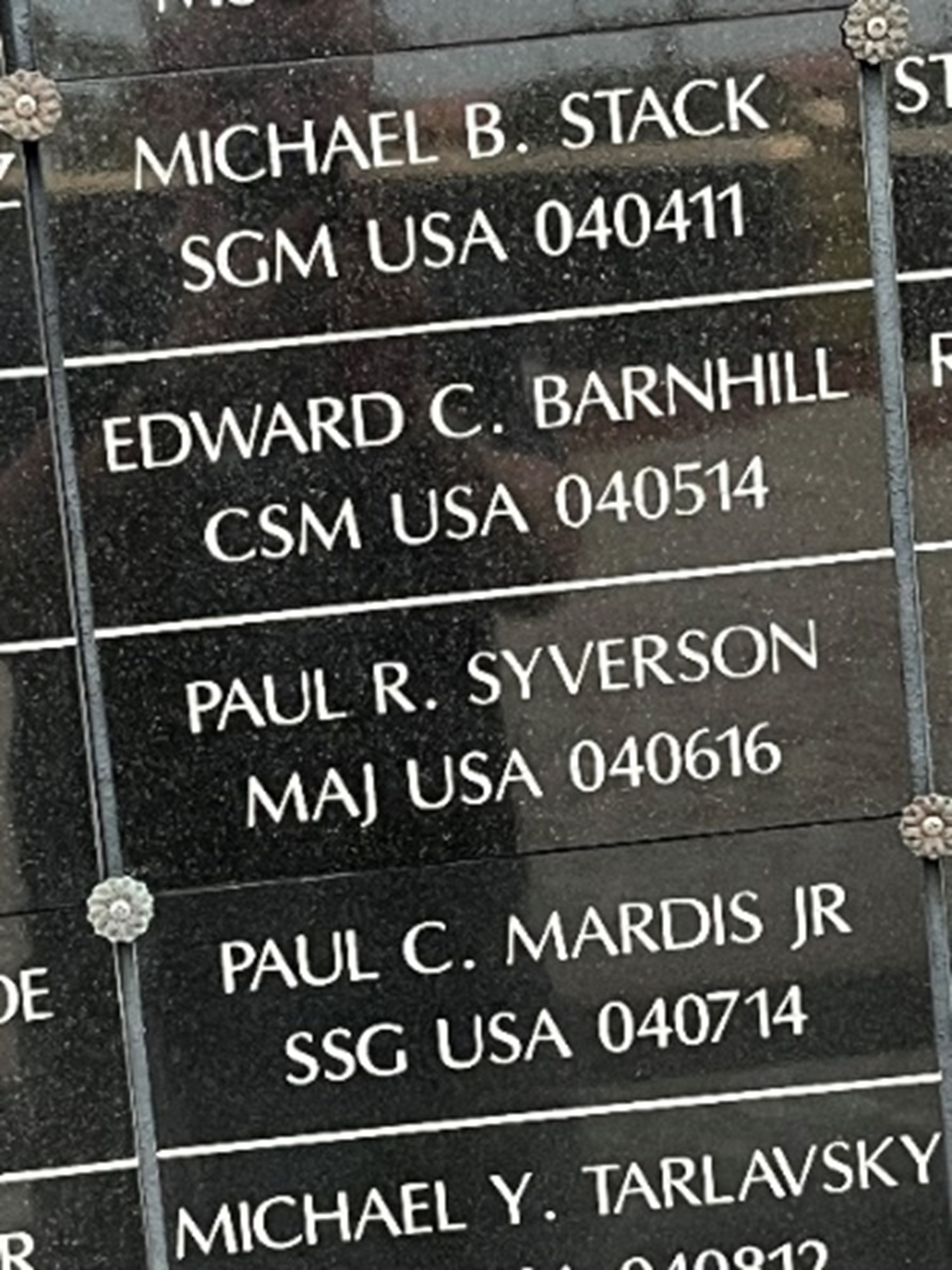 Maj. Paul Syverson III was assigned to the 5th Special Forces Group, Fort Campbell, Kentucky. He was killed on June 16, 2004, during a mortar attack, when mortar rounds hit his camp in Balad, Iraq. Simms recently honored Syverson's memory by visiting his dedicated brick at Special Operations Command Memorial at MacDill AFB, a testament to the enduring impact of sacrifice.