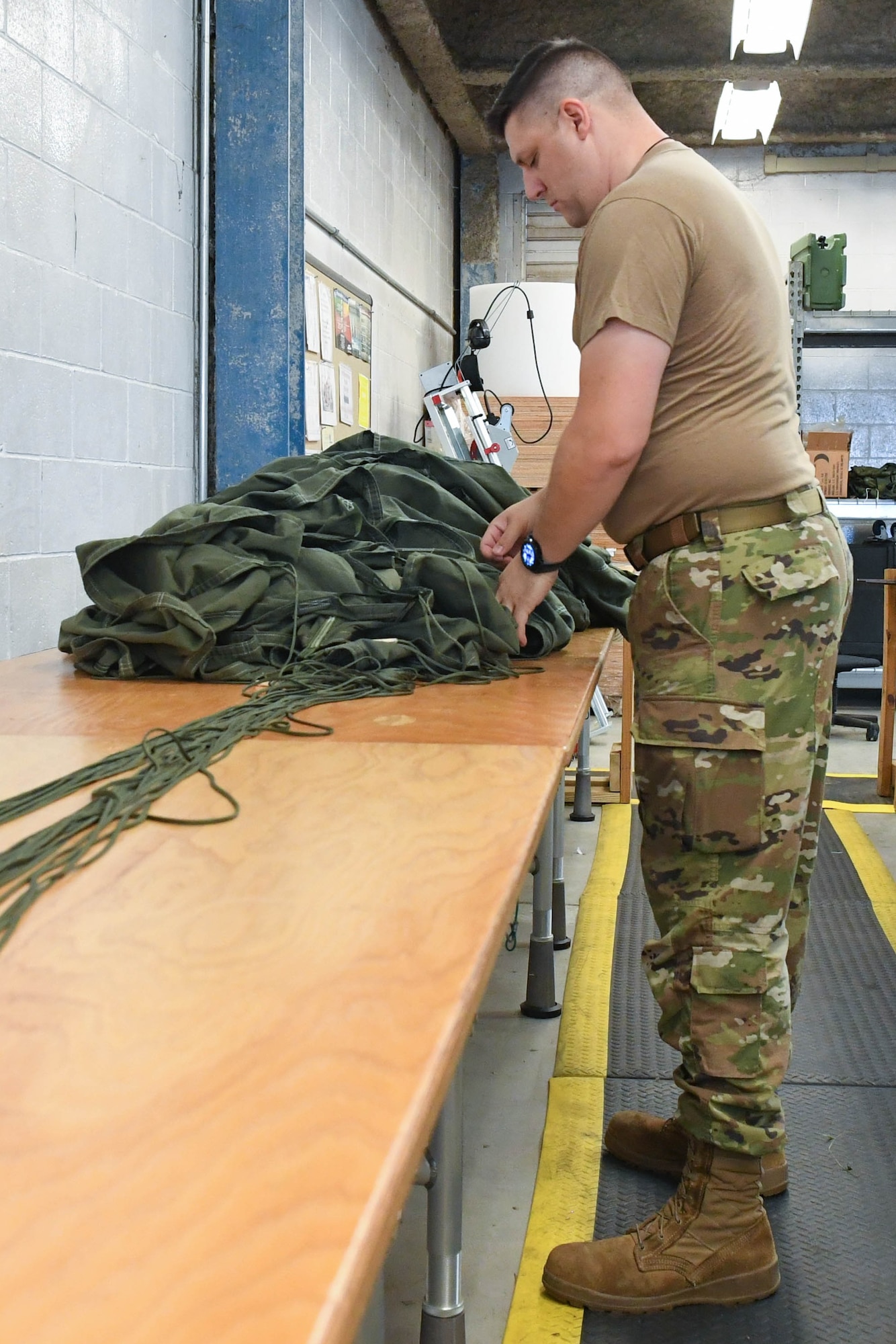 Members of the 193rd Special Operations Logistics Readiness Squadron particpate in routine duty tasks in Middletown, Pennsylvania, May 18, 2025. This squadron has just won the Air Reserve Component Base Logistics Activity of the Year for the sixth time. (U.S. Air National Guard photo by Staff Sgt. Bela Vaszlavik)