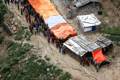 Aerial photo of Nepal showing the conditions of the country after being impacted by two earthquakes with a magnitude greater than 7.0, May 12, 2015 during Operation Sahayogi Haat. JTF 505, along with other multinational forces and humanitarian relief organizations, provided aid to Nepal after a 7.8 magnitude earthquake struck the country April 25 and a 7.3 earthquake on May 12. At Nepal’s request, the U.S. government ordered JTF 505 to provide unique capabilities to assist the country. These are the final photos taken by Cpl. Sara A. Medina before a tragic helicopter crash on May 12, 2015. The helicopter went down during a mission to rescue wounded civilians in Nepal, resulting in the deaths of all on board. The victims included U.S. Marines, Nepalese soldiers and civilians: Lance Cpl. Jacob A. Hug, Sgt. Ward M. Johnson IV, Mr. Lok Bahadur Katawai Chhetri, Mrs. Sabitri Khadka Siwakotl, Mr. Yam Bahadur Khatri, Mr. Sain Dhoj Khatri, Mr. Dhruba Kumar KC, Capt. Dustin R. Lukasiewicz, Cpl. Sara A. Medina, Capt. Christopher L. Norgren, Maj. Tapendra Rawal, Sgt. Eric M. Seaman, and Warrant Officer 1 Basanta Titara.  (U.S. Marine Corps photo by Cpl. Sara Medina)