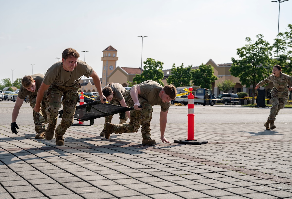 Airmen running with medical gerny