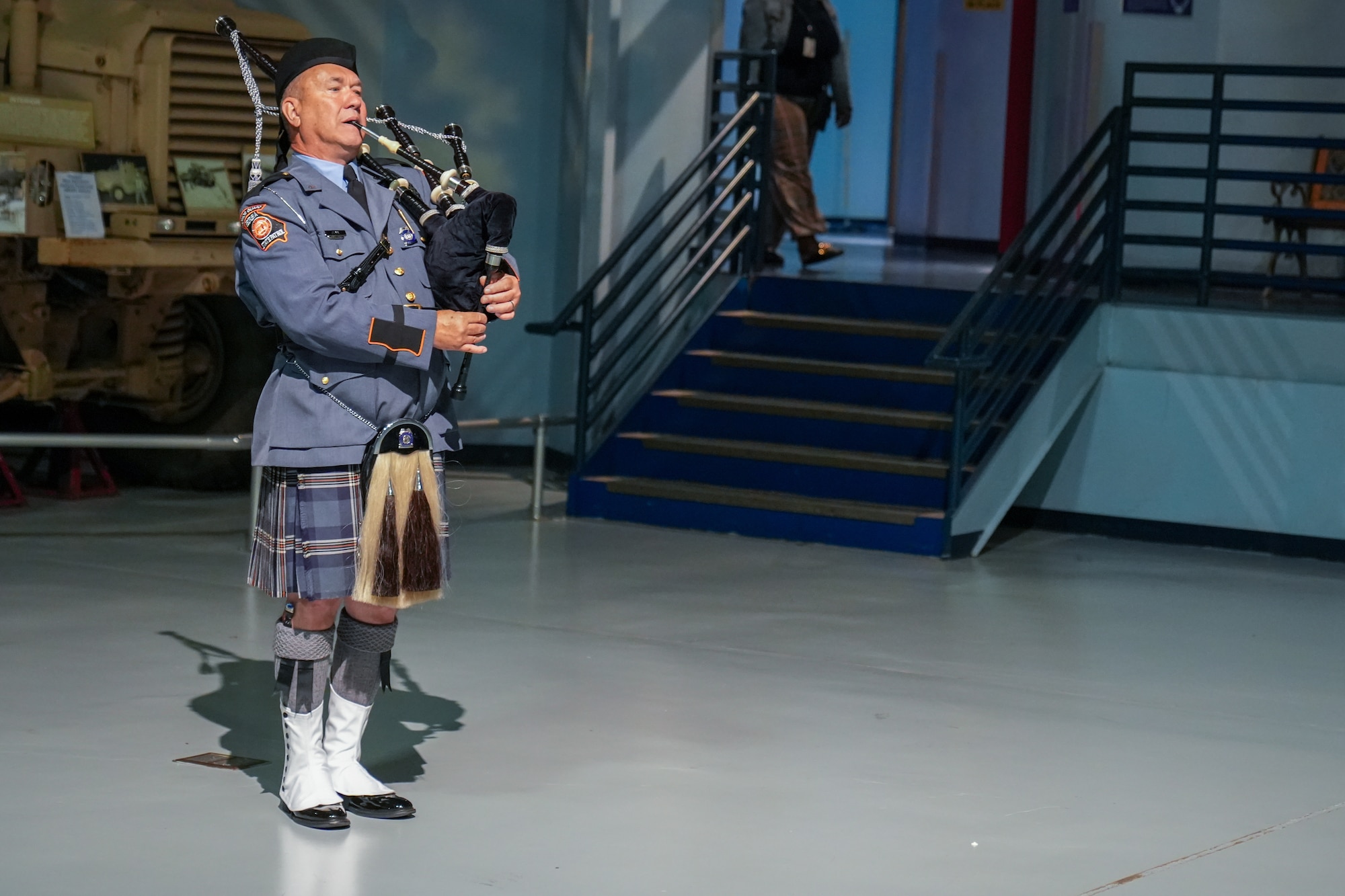 Man playing bagpipe