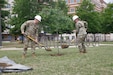 Col. James Prendergast, USARC G-357 Director and Sgt. Maj. Melissa Wright, senior G-357 NCO, complete tree planting ceremony. USARC Staff, led by G-357, celebrate Earth Day by planting a tree, distributing information products, and by conducting clean-up efforts in vicinity of Marshall Hall, Ft. Bragg, N.C.