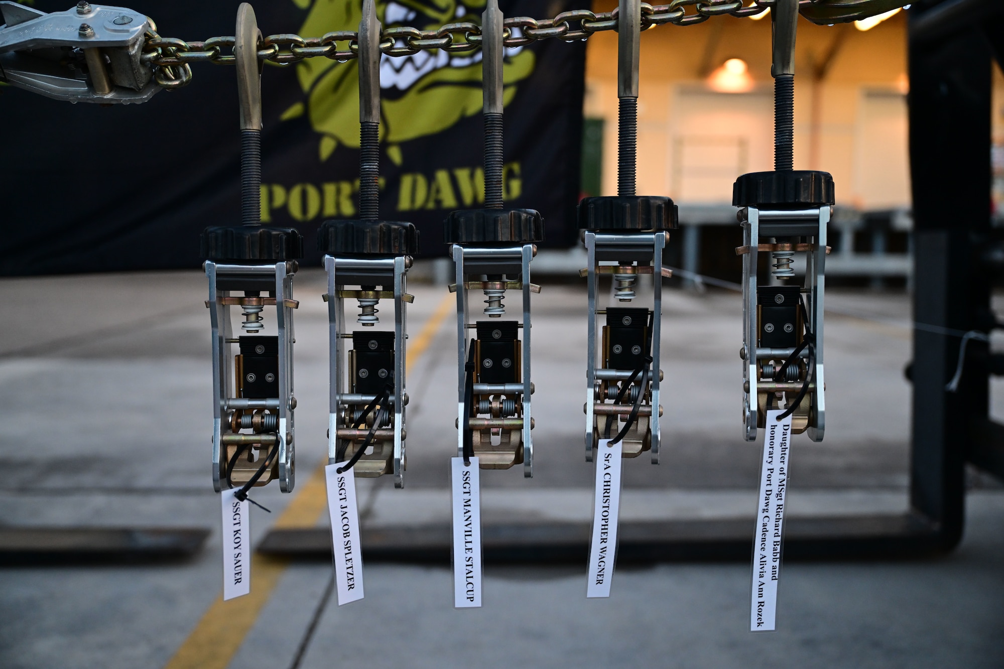 MB-1 devices hang up displaying names of fallen port dawgs.
