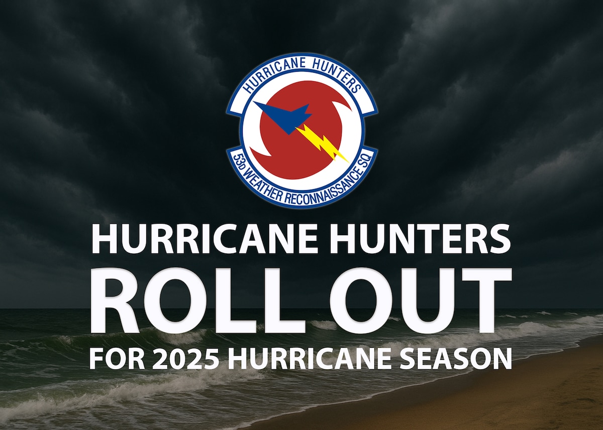 Graphic of Hurricane Hunter patch over stormy sky and ocean.