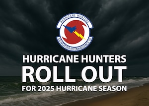 Graphic of Hurricane Hunter patch over stormy sky and ocean.