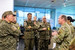 Col. Boone Caldon, commander of the 153rd Medical Group, briefs Tunisian armed forces of medical capabilities during a Tunisian NCO development presentation at Cheyenne, Wyoming, on May 12, 2025. The Wyoming National Guard hosted a delegation from the Tunisian Armed Forces for a weeklong noncommissioned officer (NCO) development exchange, strengthening a long-standing partnership through the State Partnership Program.