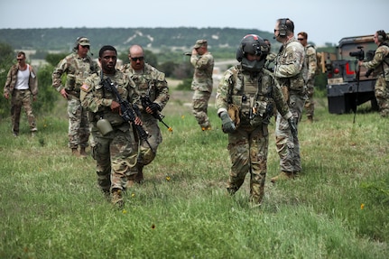 Staff Sgt. Ashley Renye perform during a culminating training event to medically evacuate soldiers at Fort Cavazos, Texas, May 14, 2025.