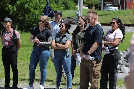 Officer candidates from OCS Class 70-25 listen to remarks at Fort Donelson National Battlefield
