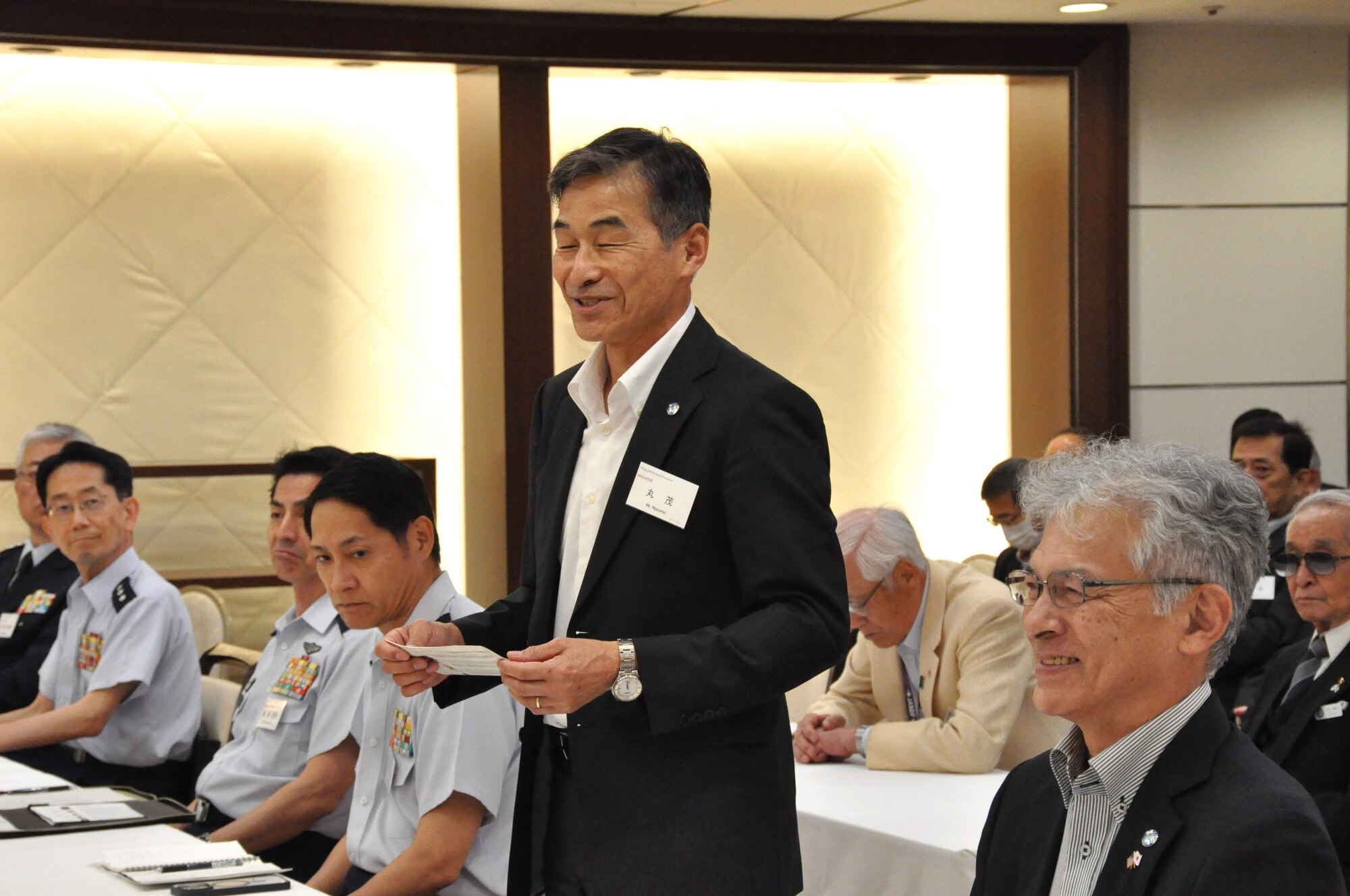 Mr. Yoshinari Marumo, Japan America Goodwill Association President, gives comments at the JAAGA Annual Convention at Grand Hill Ichigaya, Japan, May 13, 2025. The JAAGA convention provides an opportunity for senior military leaders to reflect on the successes their organizations have accomplished separately and collaboratively over the year.  (U.S. Air Force photo by Captain Tisha Yates)
