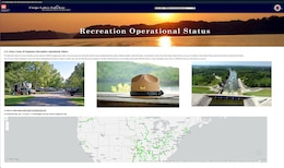 a web page with images from recreational areas and an interactive map.