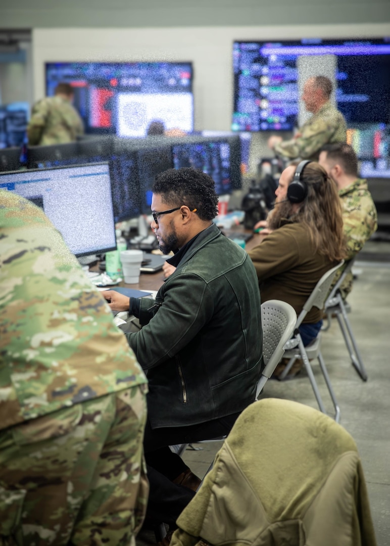 man working on computer