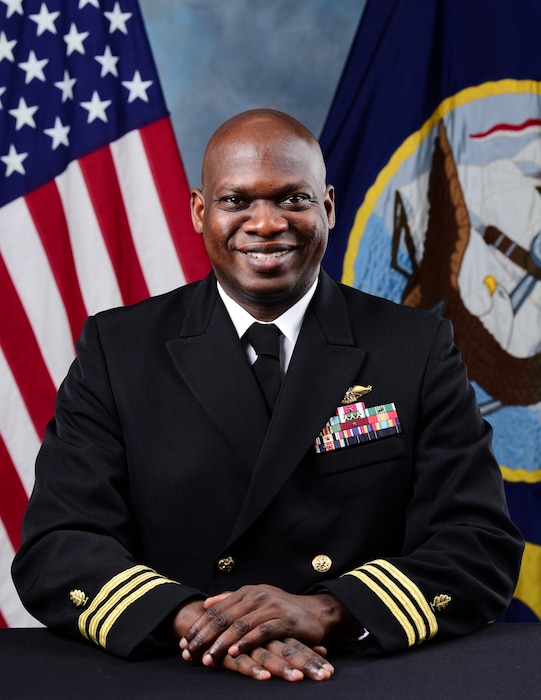 In a message announcing promotions to the permanent grade of captain, Secretary of the Navy John C. Phelan stated, “I am pleased to announce the following staff corps officers on the active-duty list for promotion.” Naval Medical Readiness Logistics Command’s (NMRLC) executive officer, Cmdr. Olusegun A. Olabode was on that list.