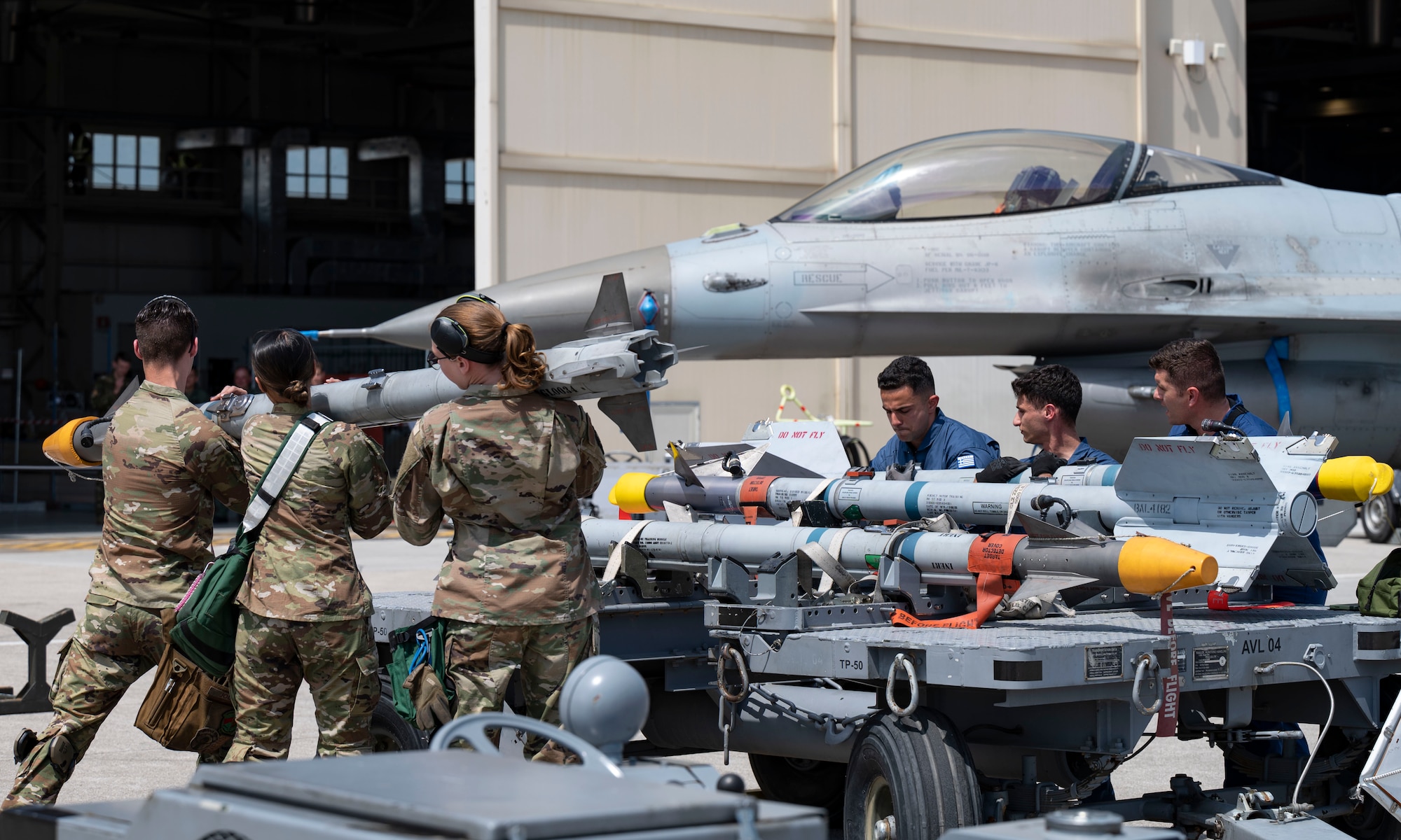 Airmen participate in load competition.