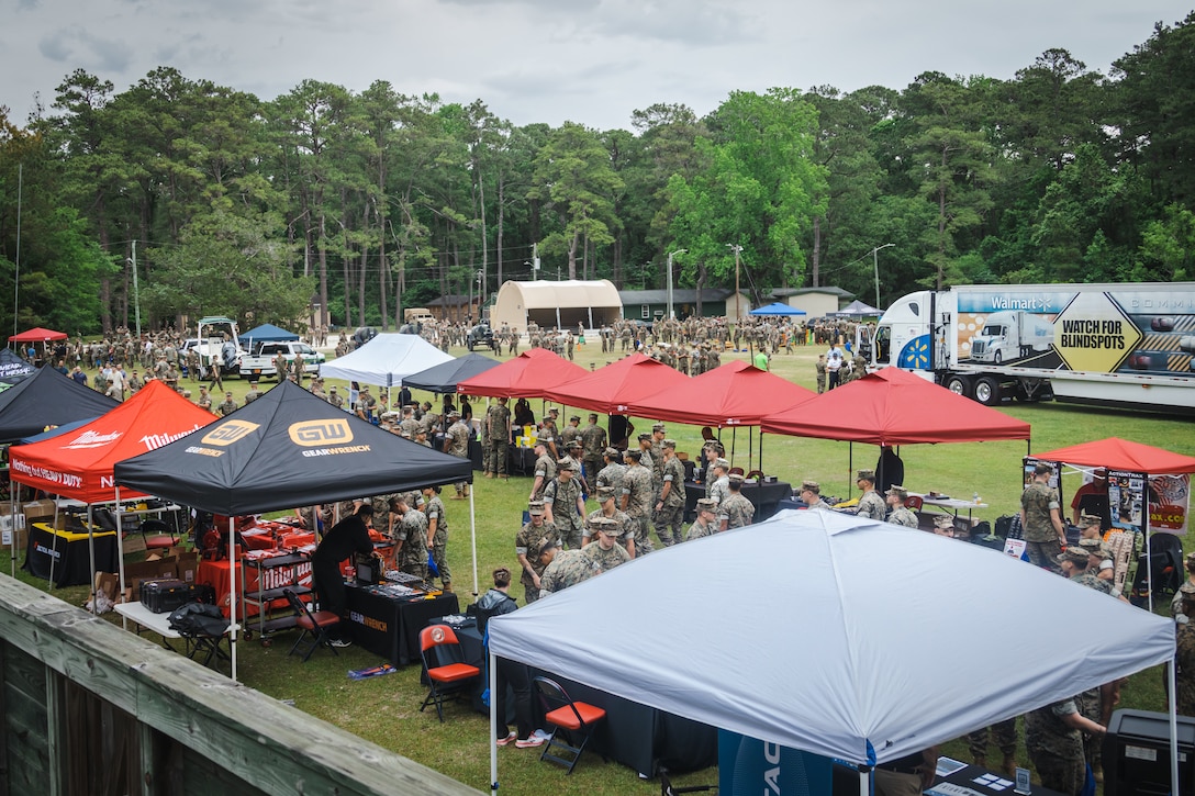 U.S. Marines with 2d Marine Division participate in the 101 Days of Summer Safety expo on Marine Corps Base Camp Lejeune, North Carolina, May 9, 2025.