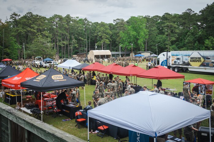 U.S. Marines with 2d Marine Division participate in the 101 Days of Summer Safety expo on Marine Corps Base Camp Lejeune, North Carolina, May 9, 2025.