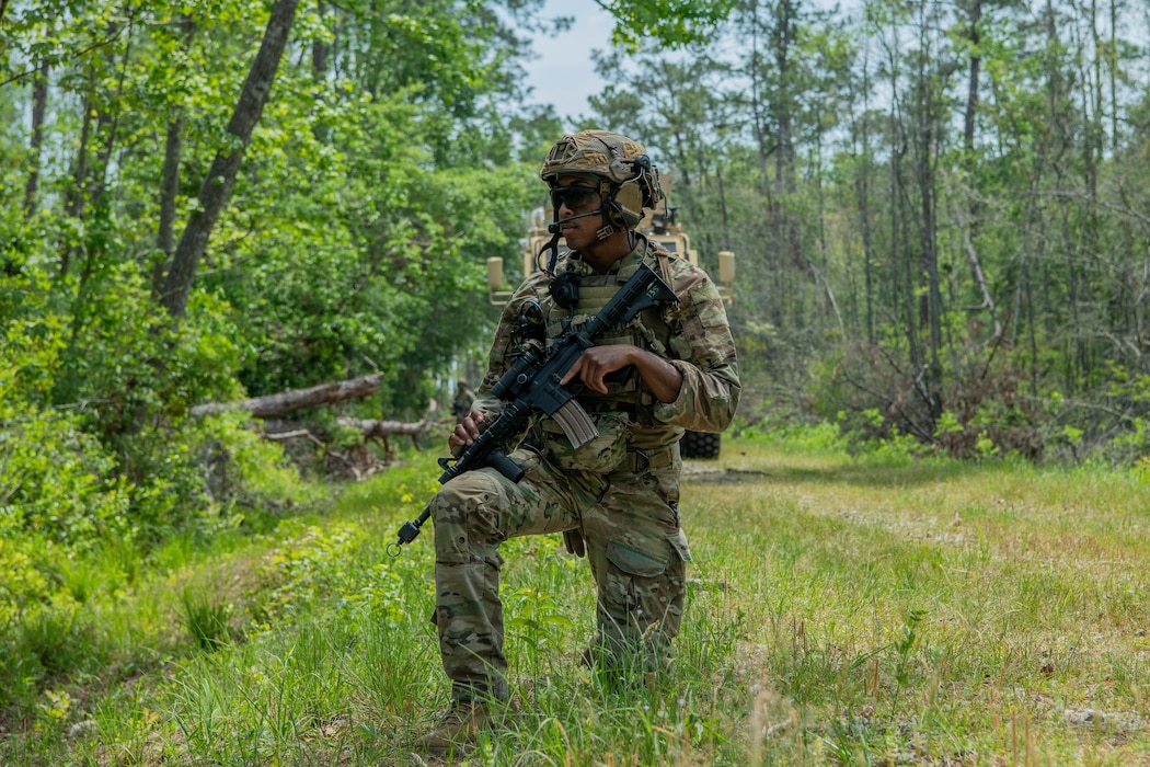 Airman defends a position