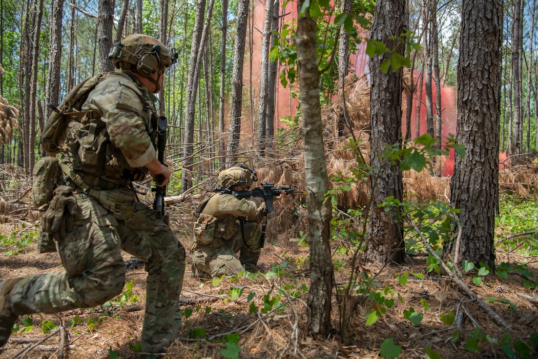 Airmen defend a position