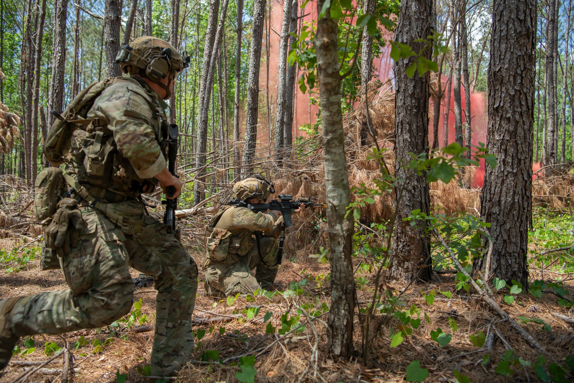 Airmen defend a position