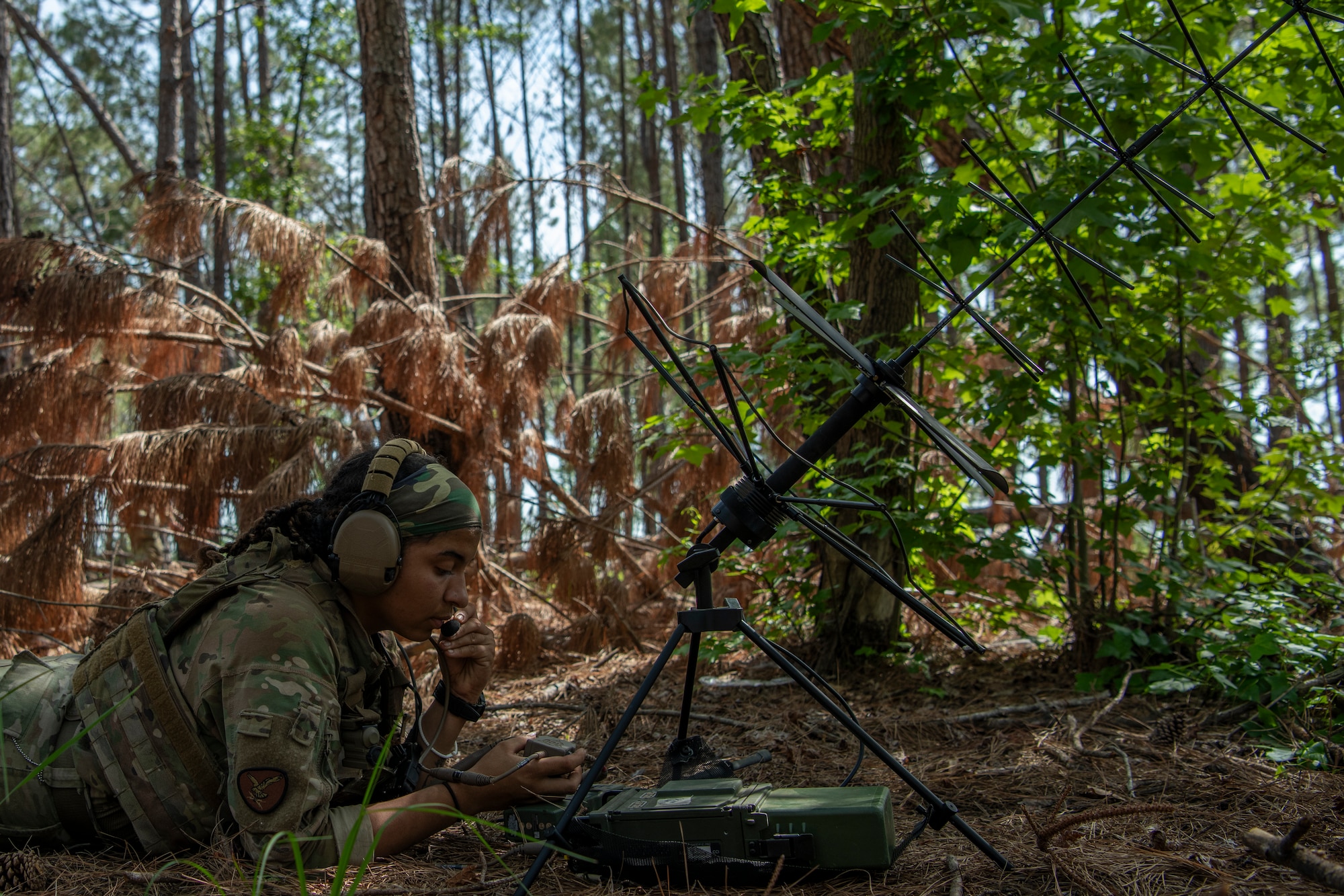 Airman uses radio equipment