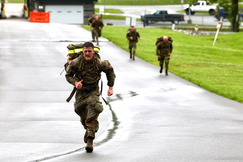 Army National Guard Soldiers participate in a Norwegian Foot March at the Wendell H. Ford Regional Training Center in Greenville, Ky., May 12, 2025.