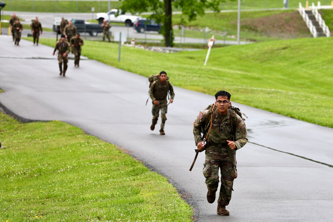 Army National Guard Soldiers participate in a Norwegian Foot March at the Wendell H. Ford Regional Training Center in Greenville, Ky., May 12, 2025.