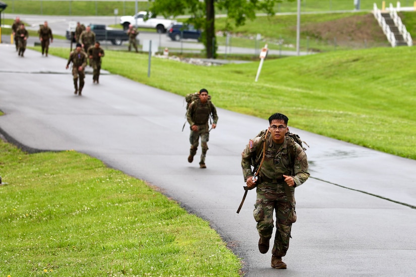 Army National Guard Soldiers participate in a Norwegian Foot March at the Wendell H. Ford Regional Training Center in Greenville, Ky., May 12, 2025.