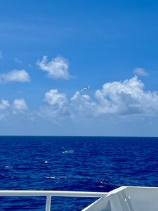 The crew of the USCGC Myrtle Hazard (WPC 1139) arrive on scene with the 47-foot motor vessel Lucky Harvest adrift around 125 nautical miles west of Guam on May 16, 2025.