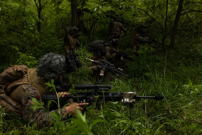 CAMP STANLEY, South Korea (May 20, 2025) — U.S. Marines with 2nd Battalion, 23rd Marines, forward deployed with 4th Marine Regiment, 3d Marine Division as part of the Unit Deployment Program, set security for U.S. Army Soldiers with the 23rd...