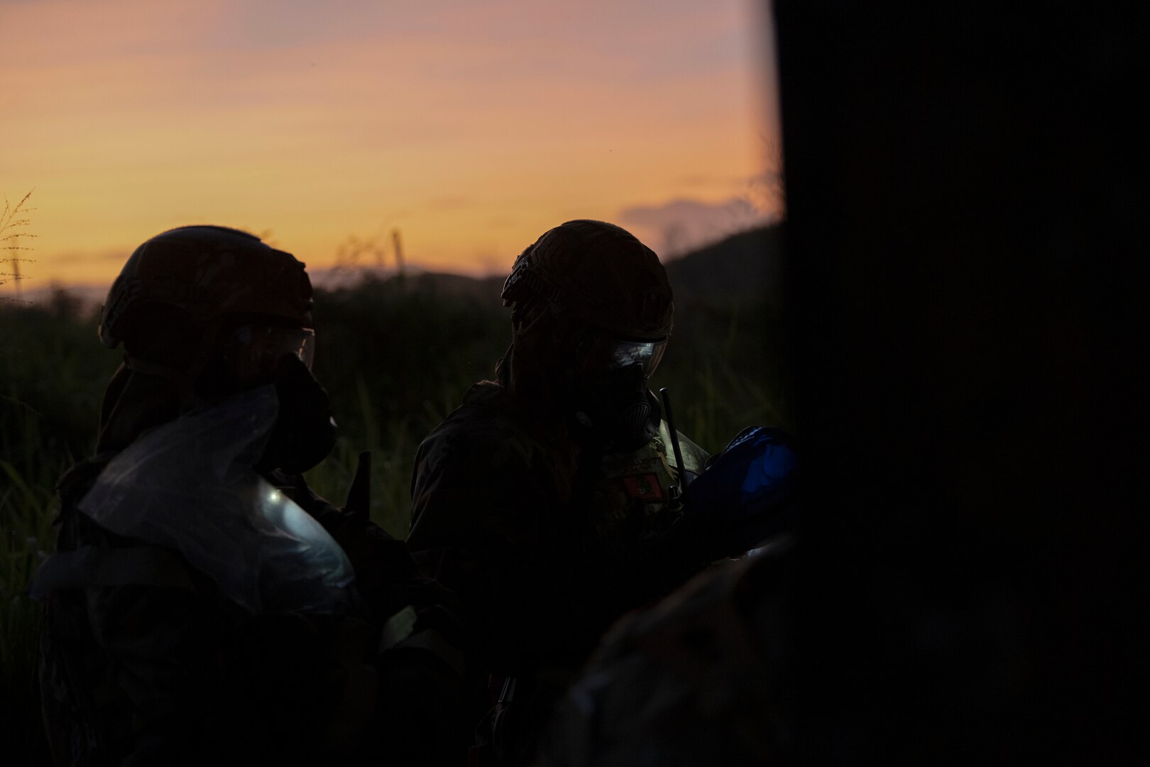 U.S. Airmen with the Air National Guard, examine a chemical explosive substance during the 2025 Virgin Islands and Puerto Rico emergency management Deployment for Training at Camp Santiago Joint Training Center, Salinas, Puerto Rico, May 19, 2025. The 2025 VIPR EM DFT measured multiple ANG civil engineer squadrons’ mission readiness by simulating an austere location to prepare participating Airmen to execute the Agile Combat Employment Concept within the U.S. Air Force Indo-Pacific Command area of responsibility. (U.S. Air National Guard photo by Senior Airman Victoria A. Jewett)