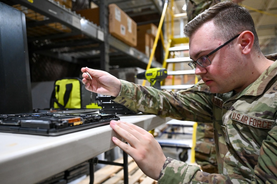 Airman working on computer