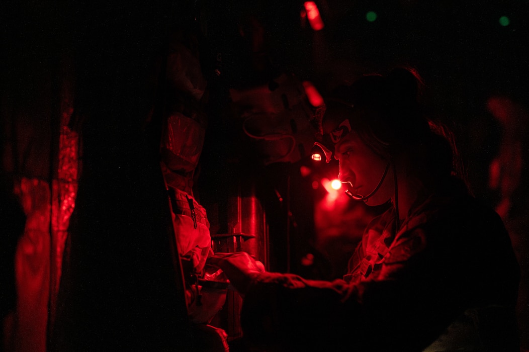 Airman in red light