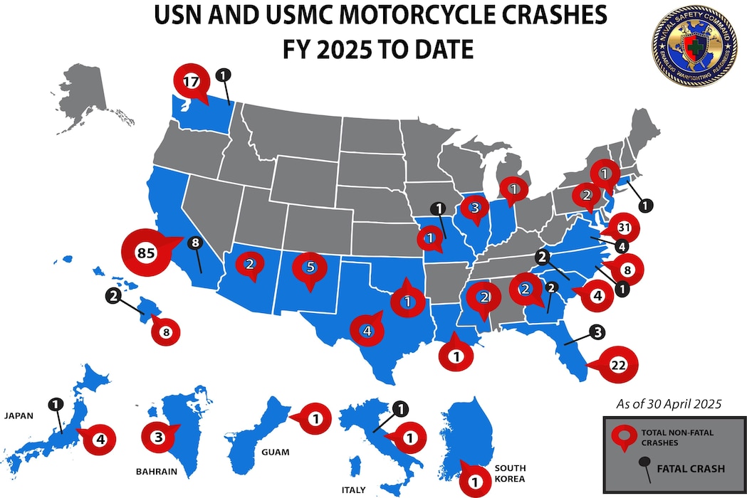 Map of motorcycle crashes