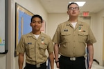 On May 9, Capt. Aaron D. Werbel, commanding officer of Navy Medicine Readiness and Training Command Lemoore awarded Hospital Corpsman Third (HM3) Class Dominic T. Morgan and HM3 Gerwin Riel M. Quemquem with on-the-spot U.S. Navy and Marine Corps Achievement Medals (NAM), also known as a ‘Spot NAM’.  This award highlights a specific achievement or impact shortly after the event occurred. (DoD Photo by Elaine Heirigs/released)