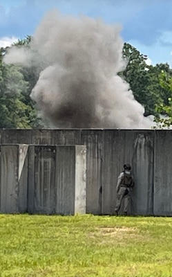 230801-N-N1574-1003 PORTSMOUTH, Va. (Aug. 1, 2023) Blast overpressure monitoring is conducted during a Scalable Offensive Hand Grenade training event with U.S. Marines at The Basic School aboard Marine Corps Base Quantico, August 2023. Navy Medicine’s proactive assessment strategy enables commanders to evaluate and mitigate exposure risk during high-intensity training. (U.S. Navy courtesy photo)