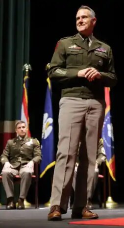 Lt. Gen. Joshua Rudd '93, deputy commander of U.S. Indo-Pacific Command, spoke to cadets at their commissioning ceremony in McAlister Auditorium May 9, 2025.