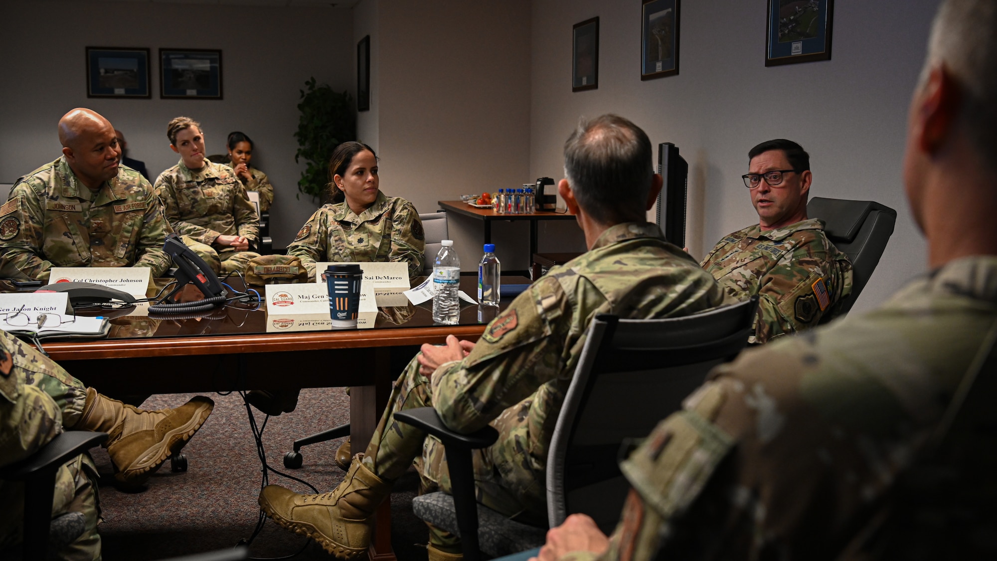 U.S. Space Force Chief of Space Operations Gen. Chance Saltzman meets with various military personnel and 148th SOPS leadership.