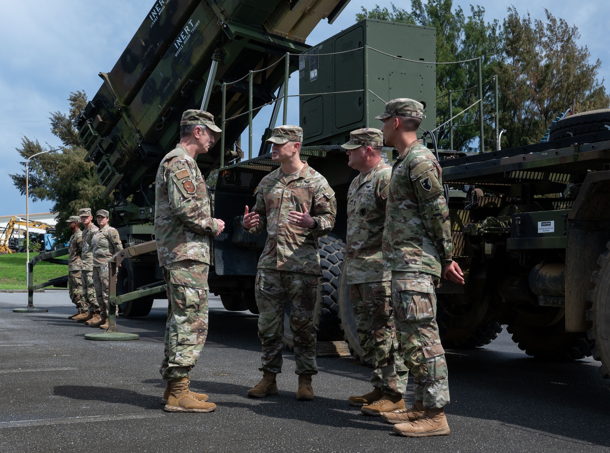 Soldiers brief the PACAF commander on the 1-1 ADA's mission and capabilities.