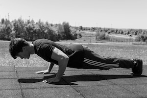 A man does pushups