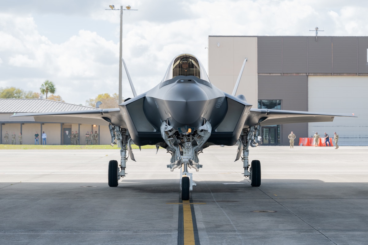 F-35A sits on flightline