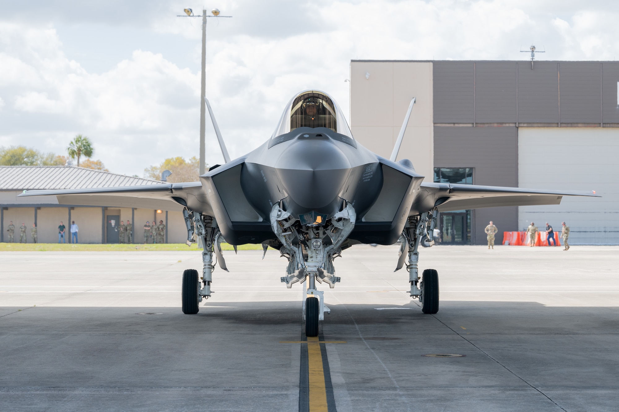 F-35A sits on flightline